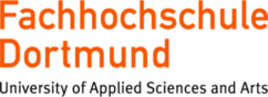 Logo der Fachhochschule Dortmund, bestehend aus dem Namen in orangener Schrift und dem Untertitel: University of Applied Sciences and Arts – Go to home page