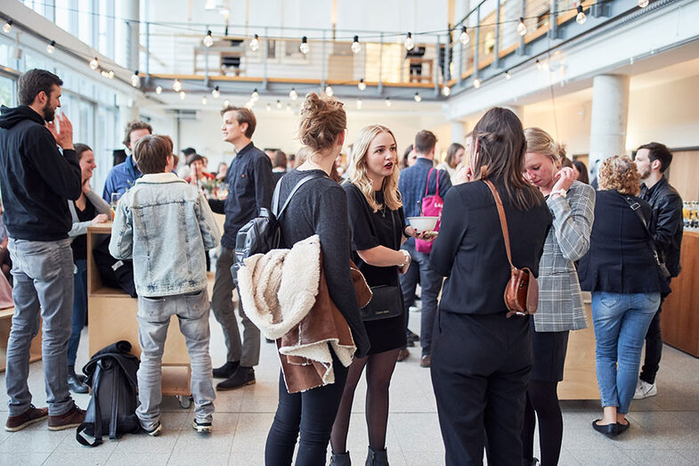 People at the exhibition/graduation ceremony at the Faculty of Architecture