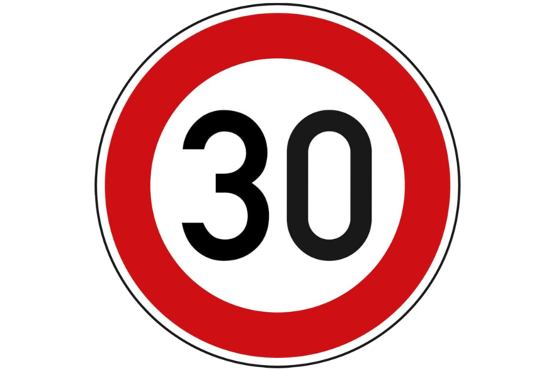 A 30 km/h traffic sign