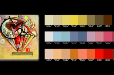 Arbeit von Kerstin Geisweller: Farbanalyse des Referenzbildes von Wassily Kandinsky.