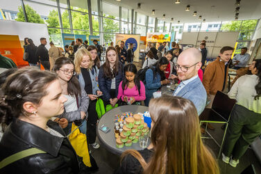 Students interact with employers at the Business Event 2023.