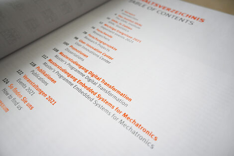 Two pages with one table, subject is the table of contents of the annual report 2021