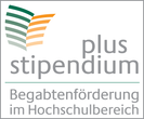 Schriftzug "stipendiumplus" mit der Subline "Begabtenförderung im Hochschulbereich"