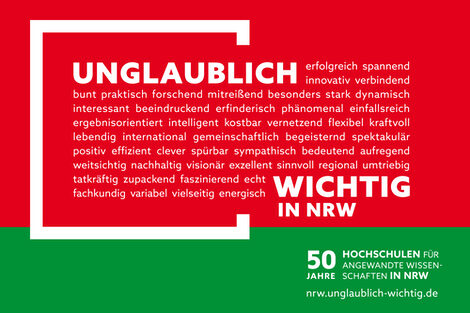 The key visual of the "Incredibly important" campaign in the colors red and green for NRW.