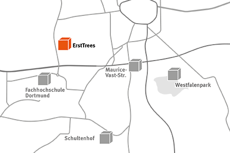 Grafiken der Standorte der Jubiläums-WürFHel sowie der 50 gepflanzten Bäume.