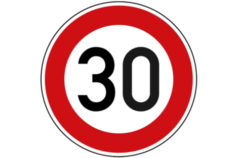 A 30 km/h traffic sign