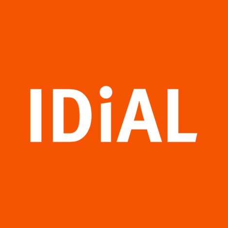 Logo des IDiAL: der Schriftzug „IDiAL“ auf orangenem Hintergrund