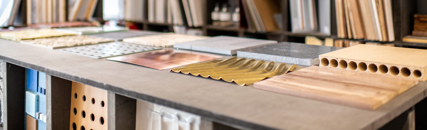 Einblick in die Materialsammlung der bauchtechnischen Labore des Fachbereichs<br>Architektur.