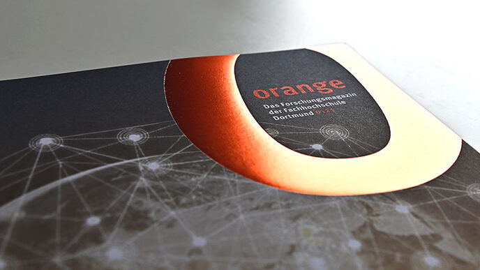 Herangezoomter Bildausschnitt des Forschungsmagazins Orange mit Fokus auf den Titel