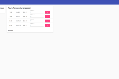 Software interface for an overview of the rooms and their settings on a floor.