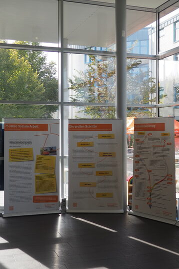 Impressions of the exhibition "75 years of social work in Dortmund". You can see some of the charts exhibited in the picture in the Kostbar.