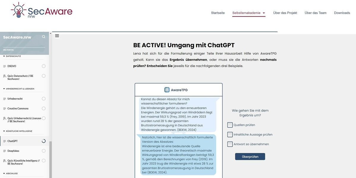 A screenshot shows an exercise on the SecAware platform