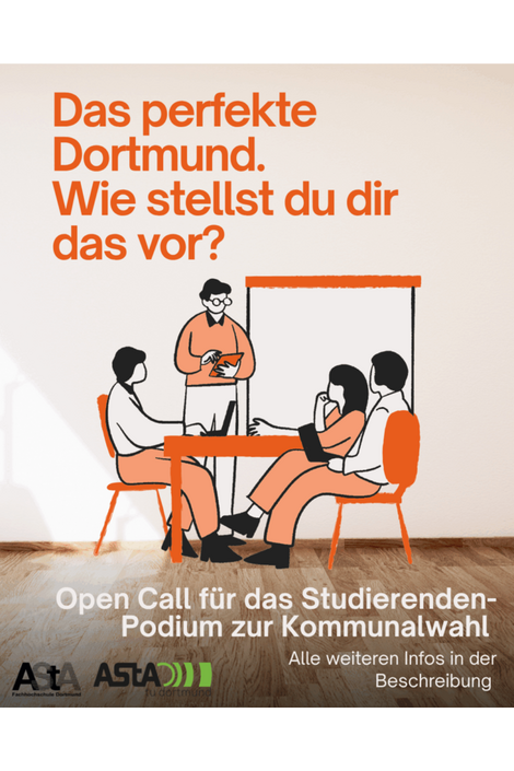 Plakat zu Podiumsdiskussion: "Das perfekte Dortmund. Wie stellst du dir das vor?"