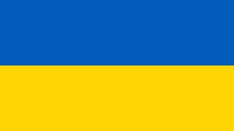 Eine blaue über einer gelben Fläche bilden die Flagge der Ukraine.