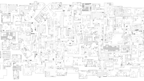 Compilation of the second of a total of four phases of the DM/G module (formerly CZ - computer-aided drawing). Large contiguous floor plan that brings together the home workstations of all participants.