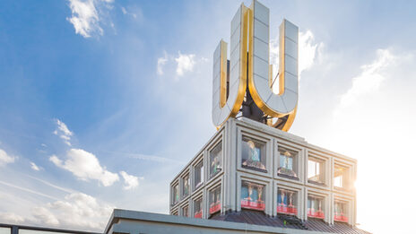 Photo of the Dortmunder U, shot of the visitor terrace with landmark U.