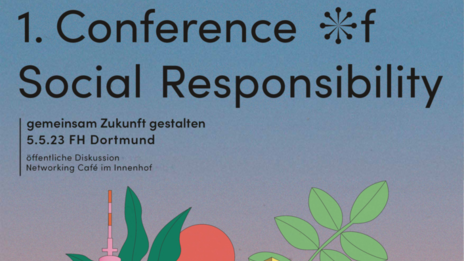 Ein Plakat zur Konferenz zeigt eine Illustration der Dortmunder Skyline mit Nachhaltigkeitssymbolen.